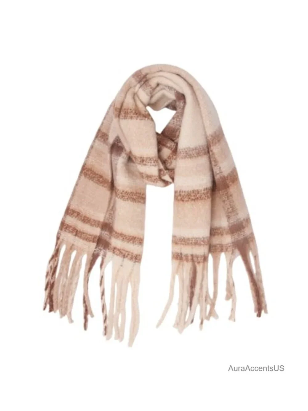 Oversized Chunky Plaid Winter Scarf Women Warm Thick Tassel Shawl Wrap Blanket